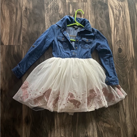 Zunie Other - Girls unicorn dress. Jean and tutu bottom with glitter unicorns size 6